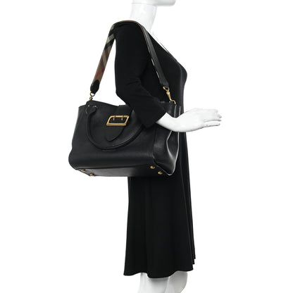 Burberry Soft Grain Calfskin Medium Buckle Tote Black 2 of 14