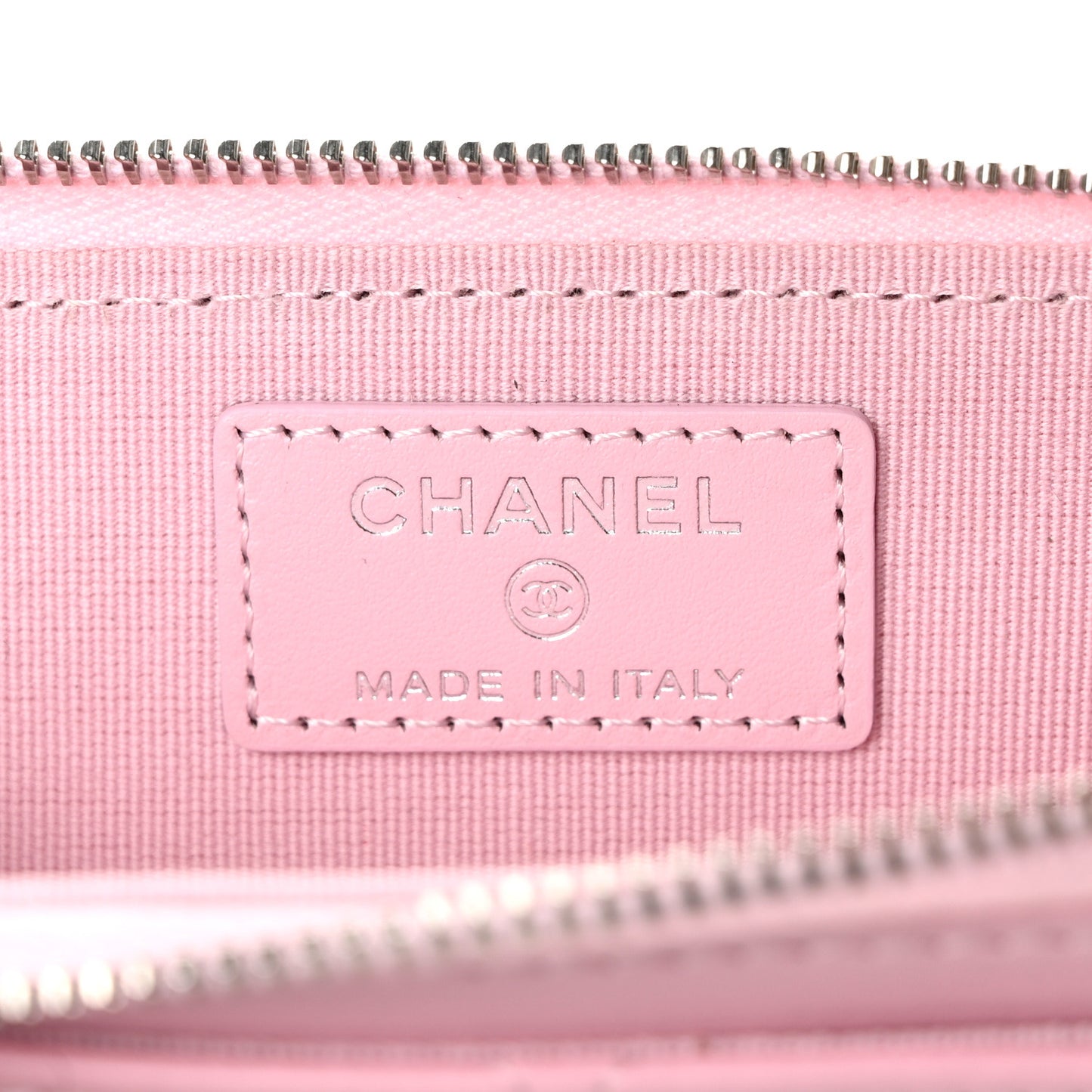 Lambskin Quilted CC Zip Card Holder Light Pink