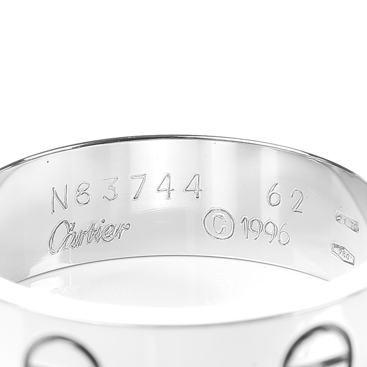Cartier 18K White Gold 5.5mm LOVE Ring 62 10 4 of 4