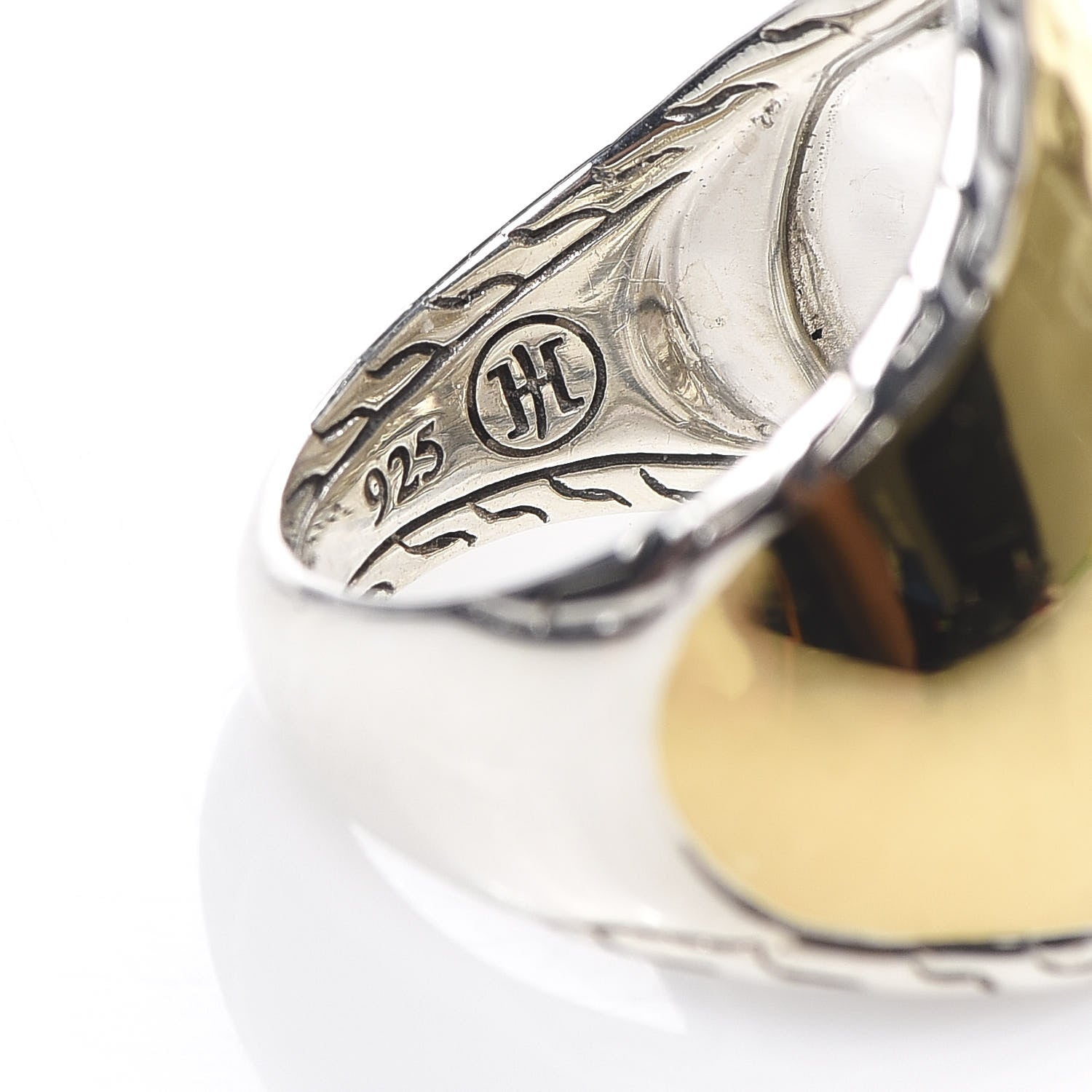 John Hardy Sterling Silver 22K Yellow Gold Palu Ring 54 7 4 of 4