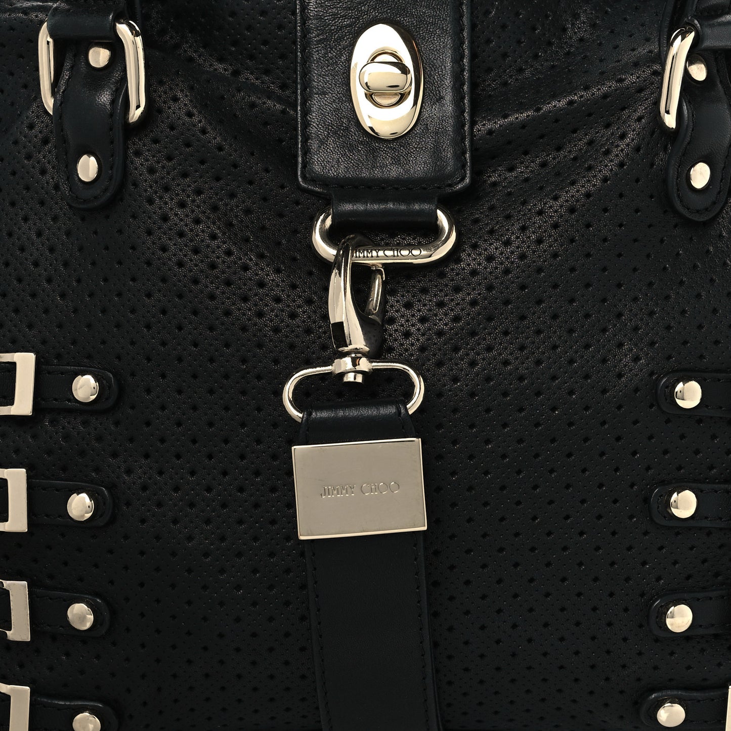 Calfskin Perforated Blythe L Tote Black