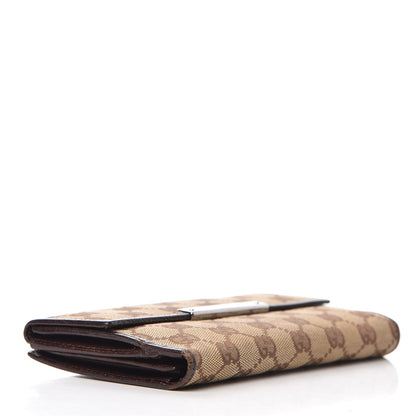 Gucci Monogram Metal Bar Continental Flap Wallet Beige Ebony Dark Brown 4 of 12
