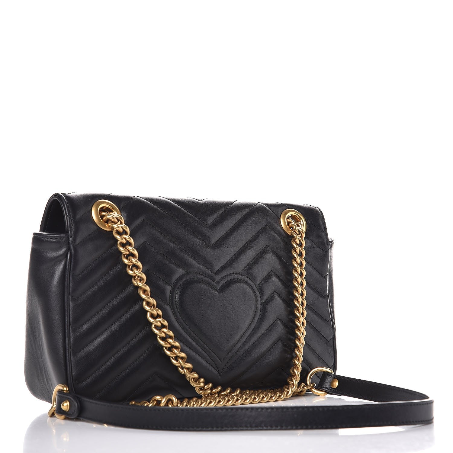 Gucci Calfskin Matelasse Small GG Marmont Shoulder Bag Black 3 of 8