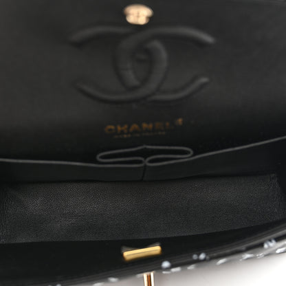 Chanel Lambskin Quilted Logo CC Printed Small Double Flap Black White 6 of 11