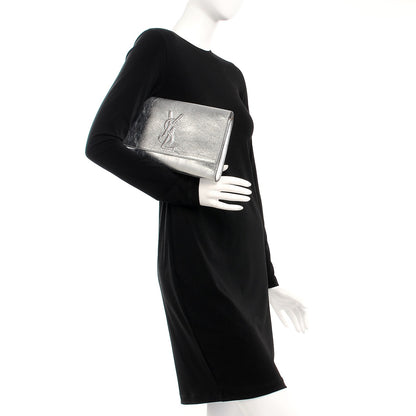 Saint Laurent Metallic Calfskin Monogram Large Belle De Jour Clutch Silver 2 of 10