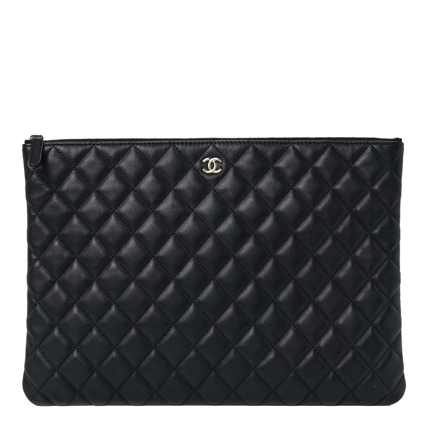 Lambskin Quilted Large Cosmetic Case Black