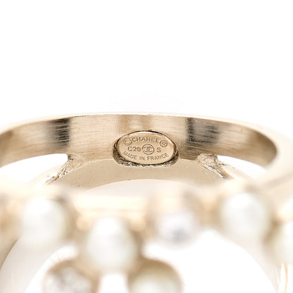 Chanel Crystal Pearl CC Ring 6.5 Gold 4 of 4