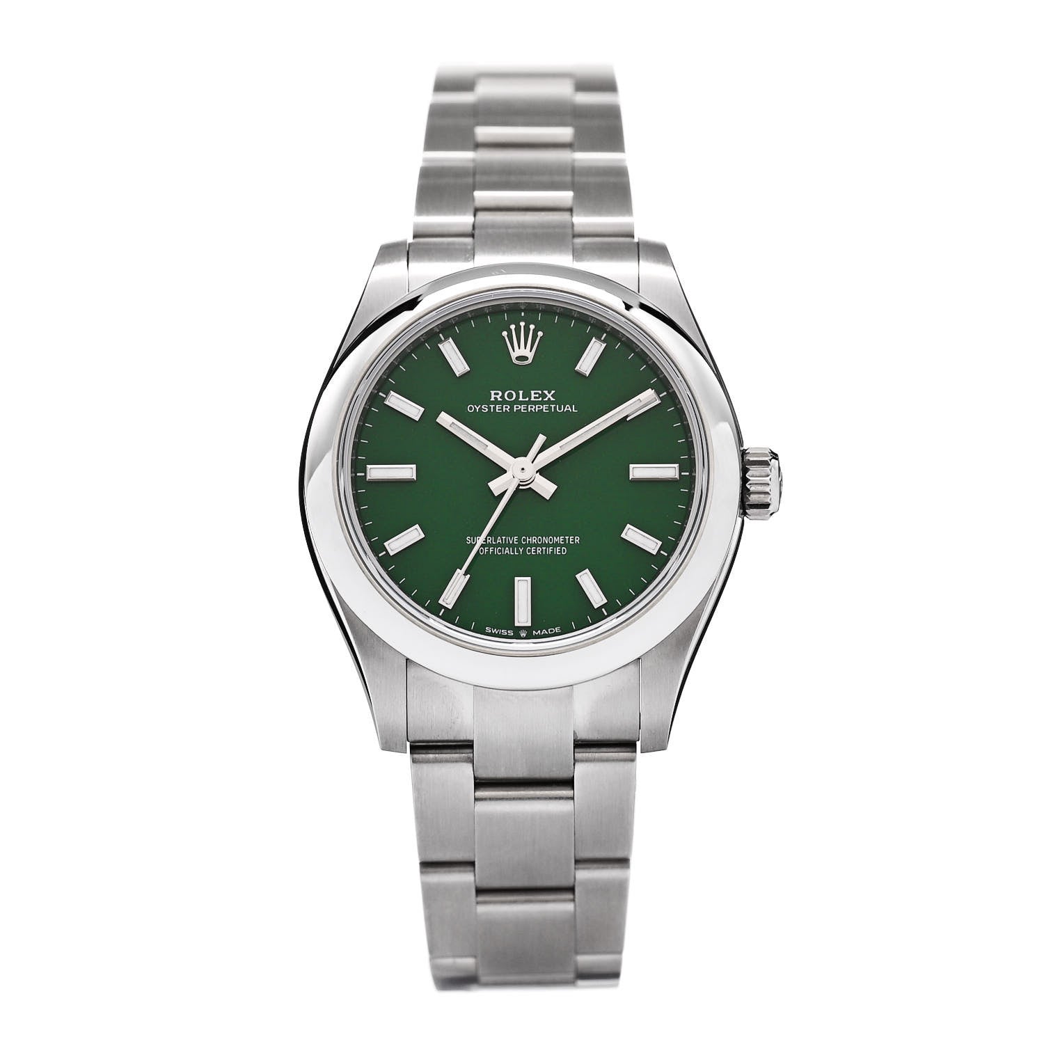 Rolex Stainless Steel 31mm Oyster Perpetual Watch Green 277200 1 of 5