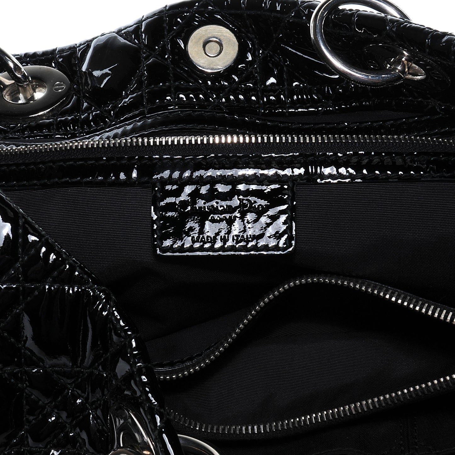Patent Cannage Dior Soft Shopping Tote Black
