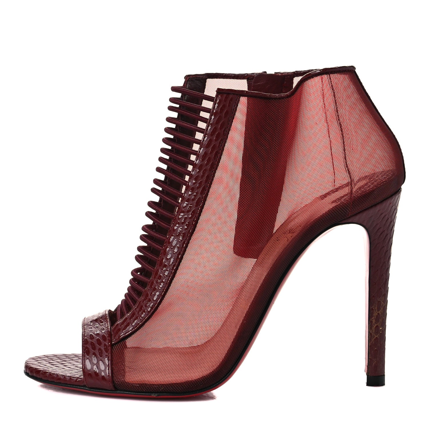 Christian Louboutin Calfskin Jurassic Rete Trouble 100 Booties 38.5 Red 1 of 6