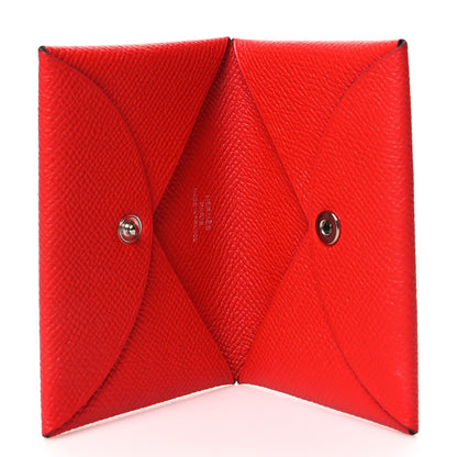 Hermes Epsom Calvi Card Case Rouge De Coeur 5 of 12