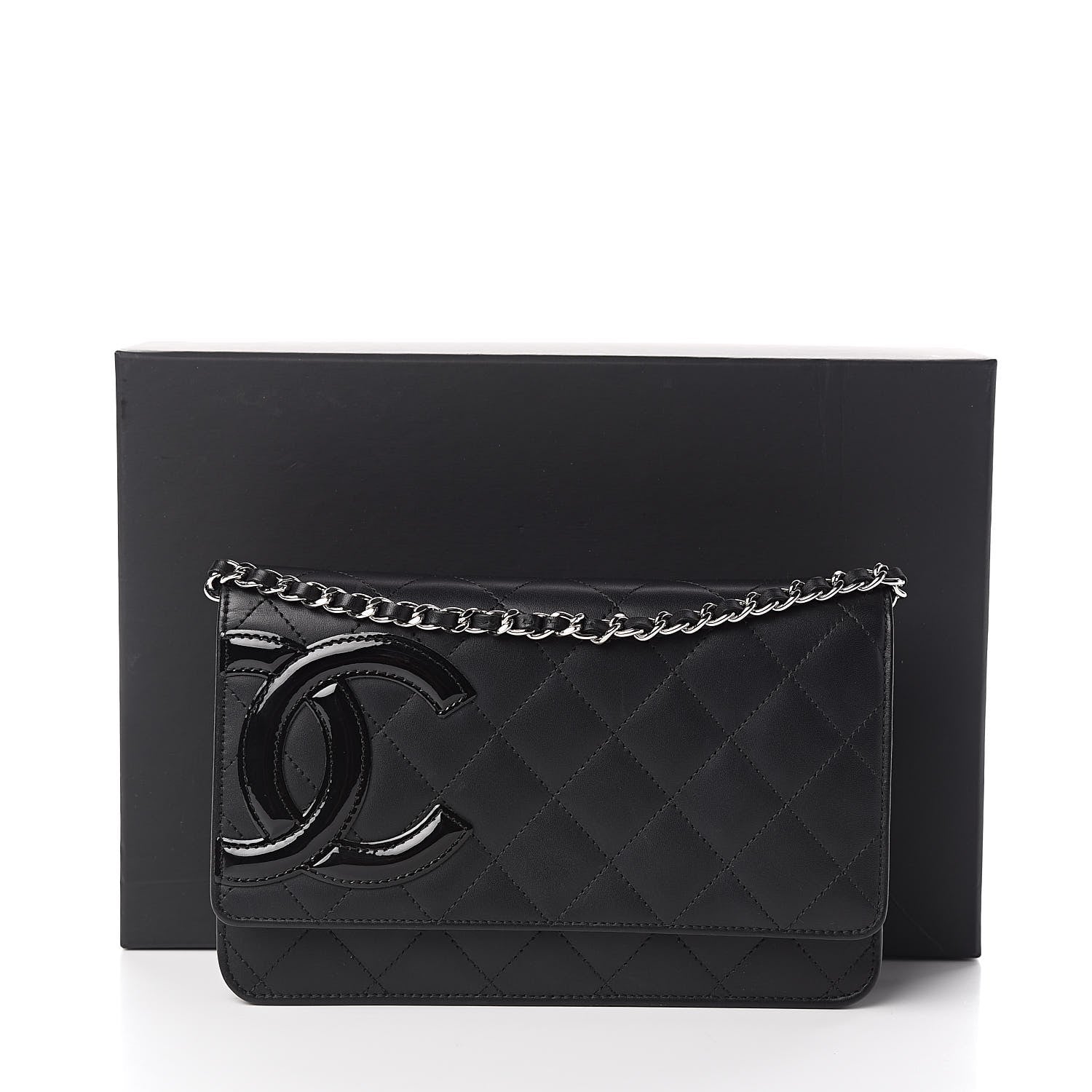Chanel Calfskin Quilted Cambon Wallet On Chain WOC Black 15 of 15