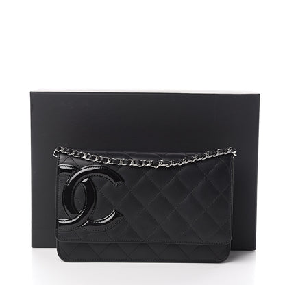 Chanel Calfskin Quilted Cambon Wallet On Chain WOC Black 15 of 15