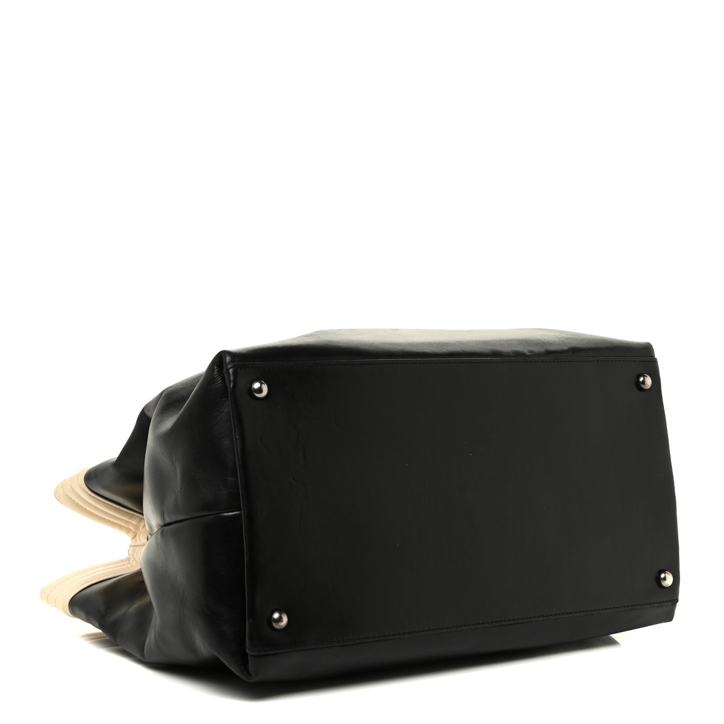 Glazed Calfskin Boy Tote Black Beige