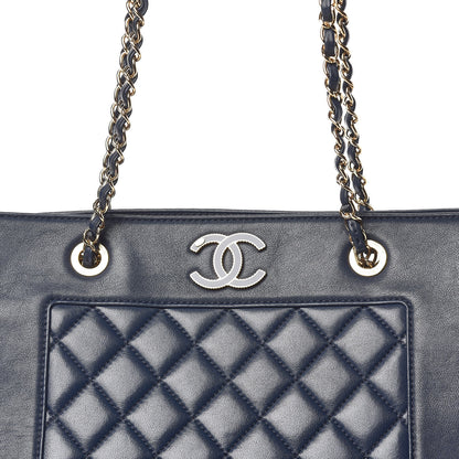 Chanel Sheepskin Quilted Mademoiselle Vintage Shopping Tote Navy 12 of 16