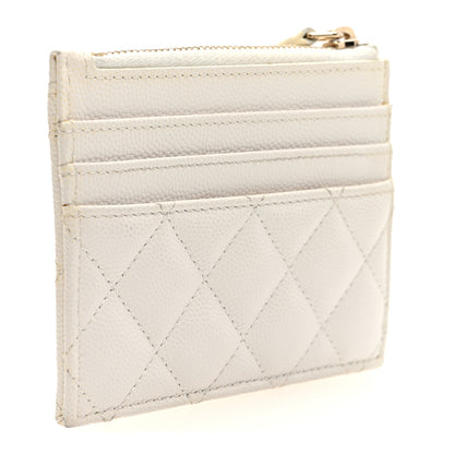 Chanel Caviar Quilted CC Zip Card Holder White 3 of 8