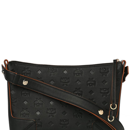 MCM Calfskin Monogram Medium Klara Shoulder Bag Black 7 of 9