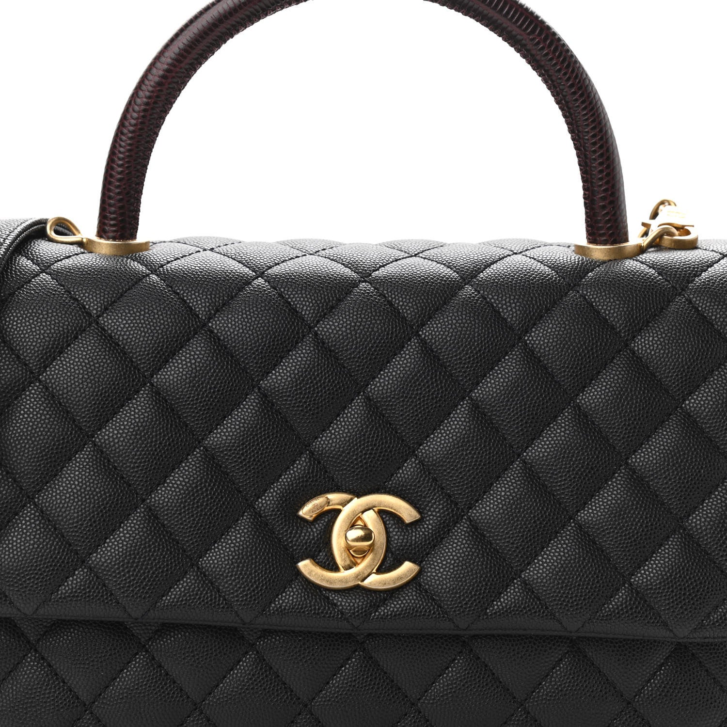 Chanel Caviar Lizard Embossed Quilted Small Coco Handle Flap Black 10 of 11
