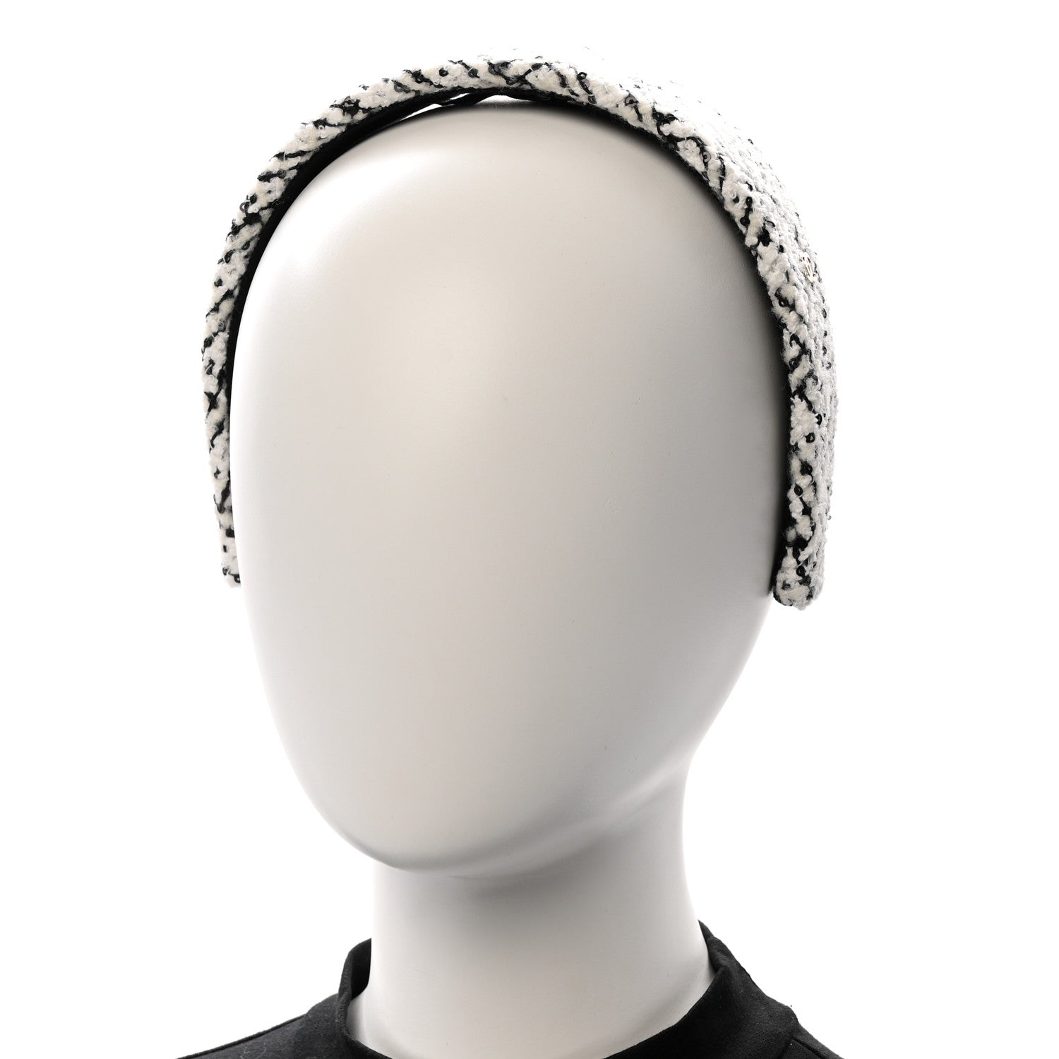 Chanel Tweed Sequin Headband White Black 2 of 7
