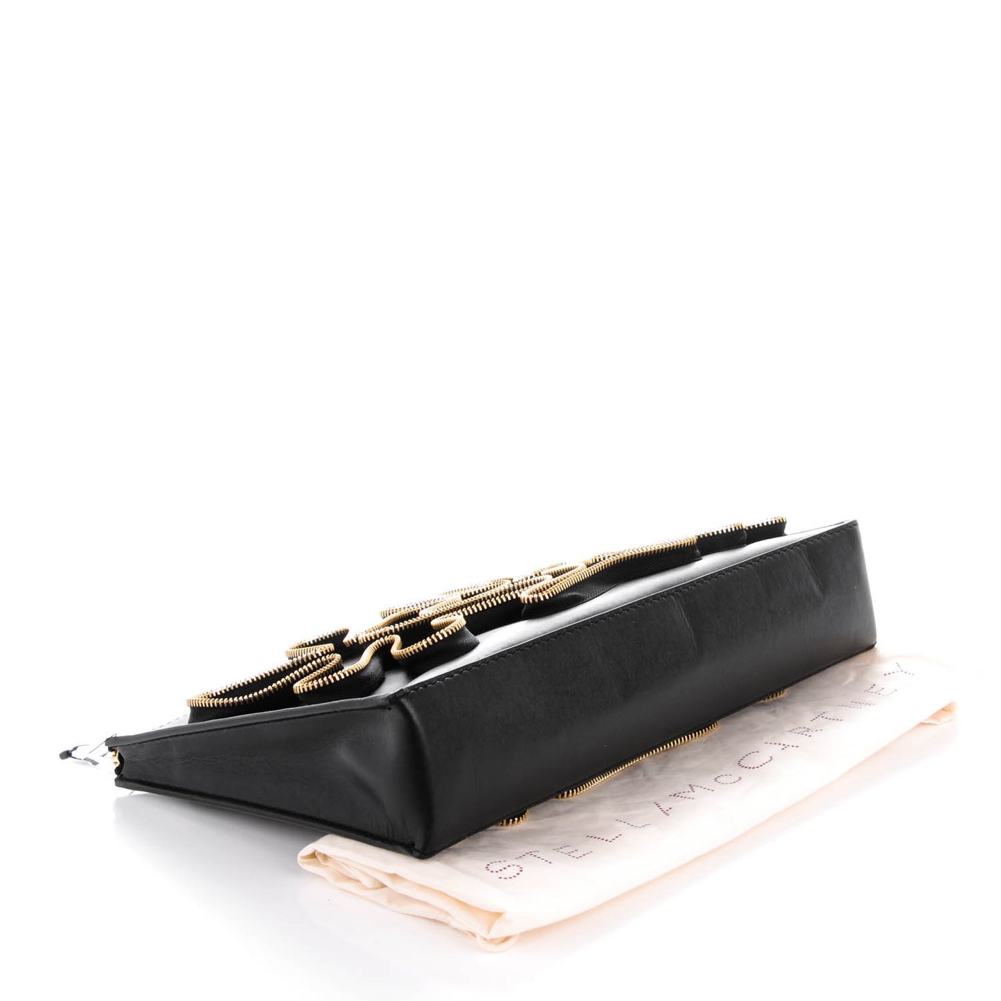 Faux Nappa Cavendish Zipper Clutch Black