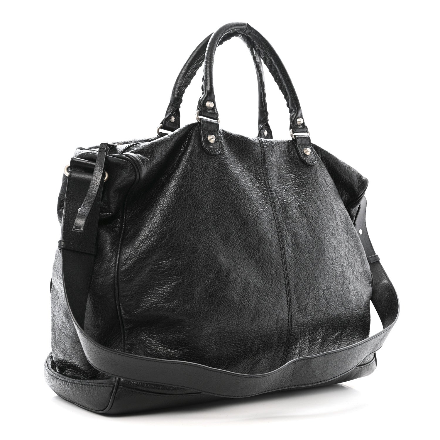 Balenciaga Agneau Classic Silver Hardware Weekender Black 3 of 12