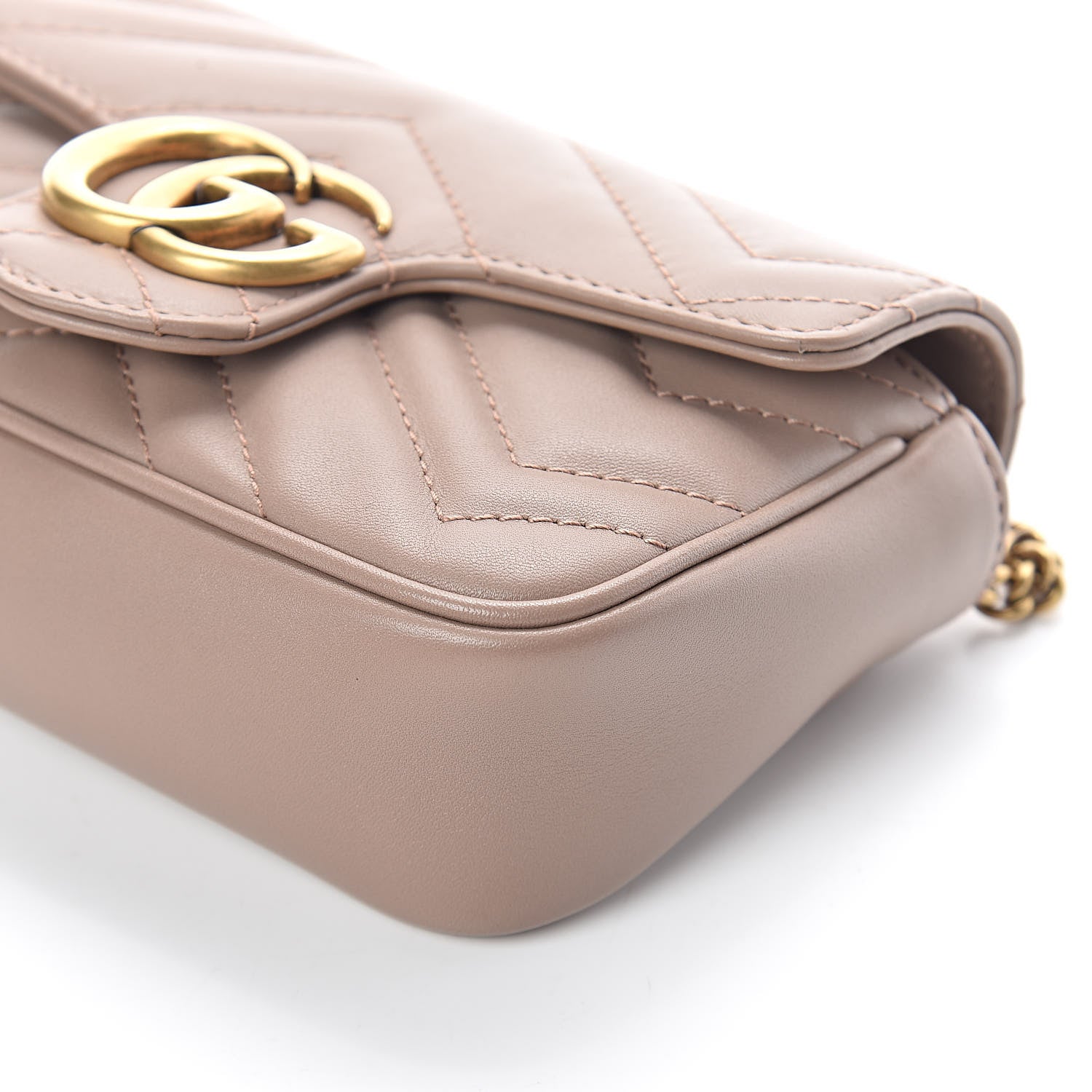 Gucci Calfskin Matelasse Super Mini GG Marmont Shoulder Bag Porcelain Rose 9 of 10