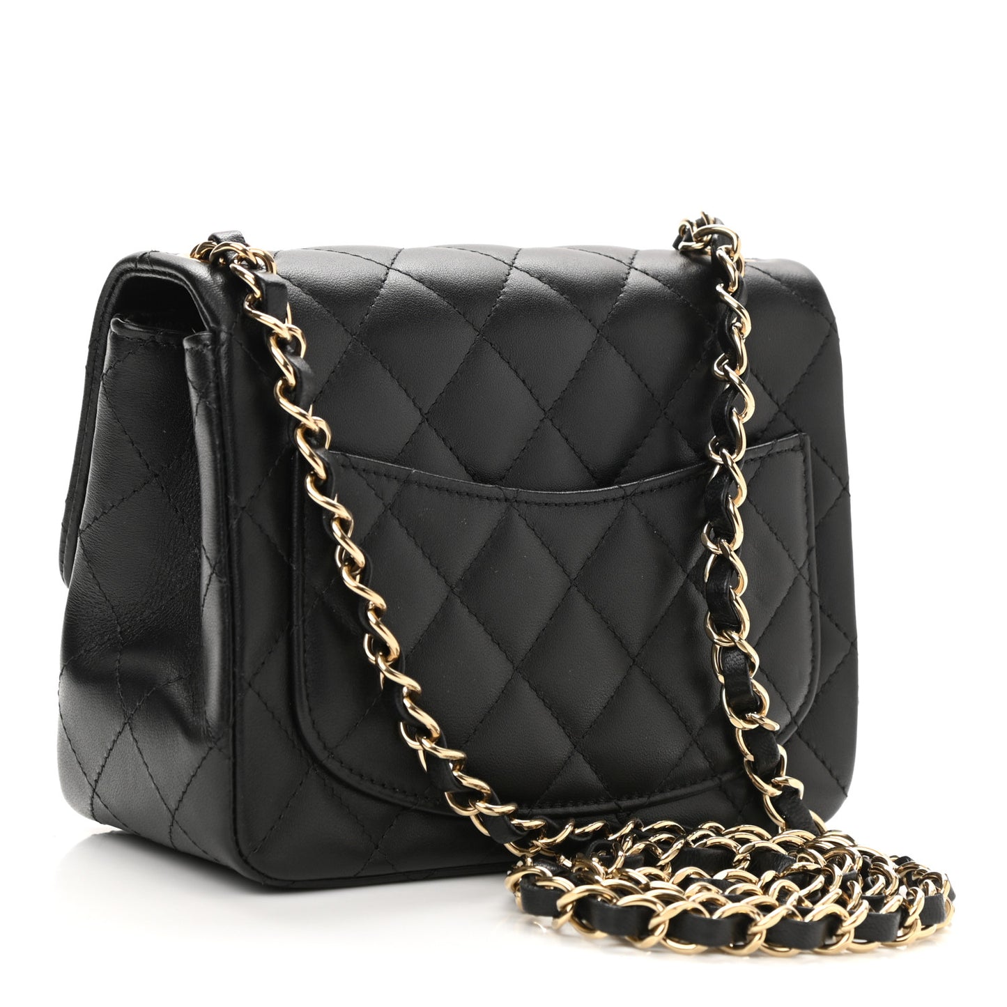 Lambskin Quilted Mini Square Flap Black