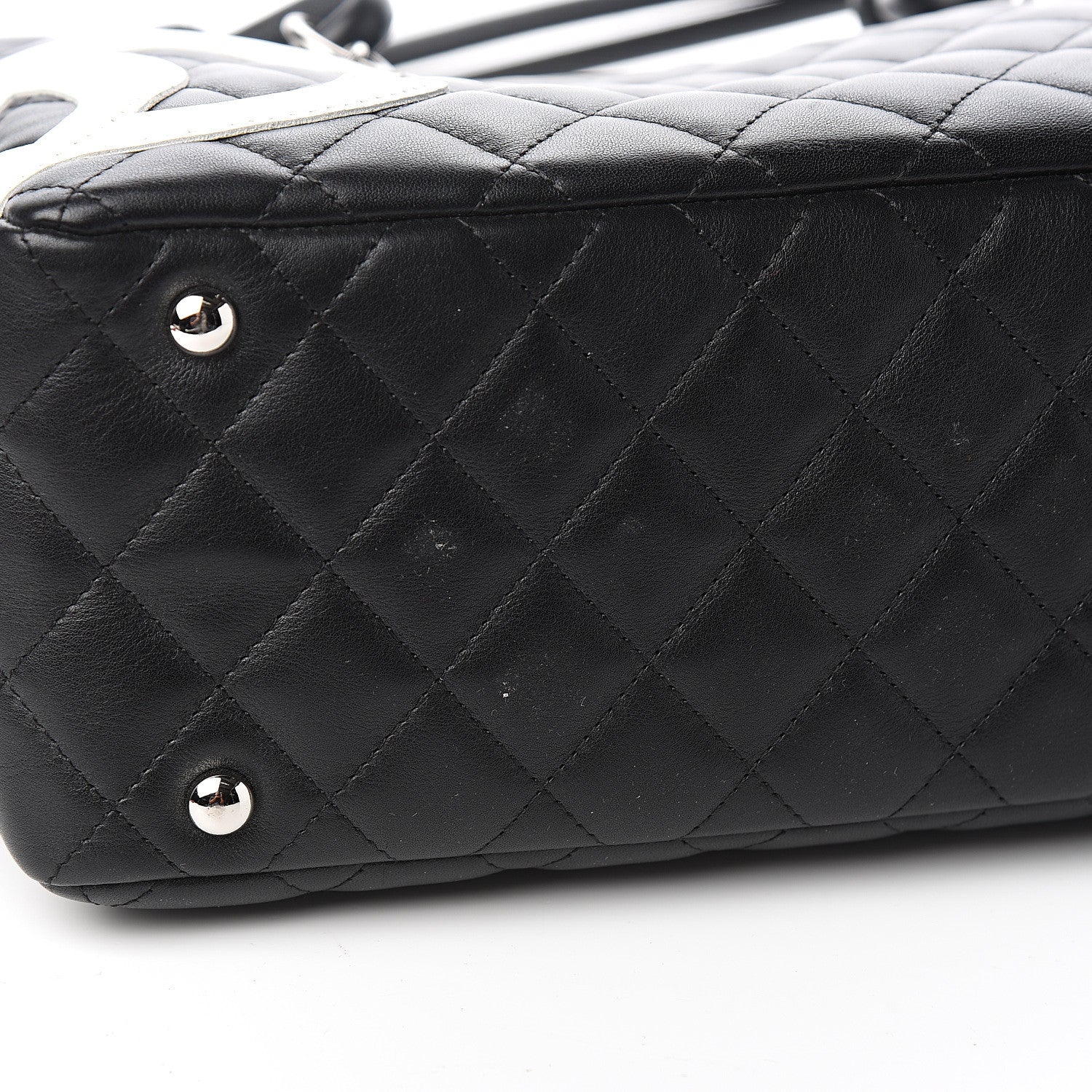 Chanel Calfskin Quilted Large Cambon Bowler Black White 8 of 10