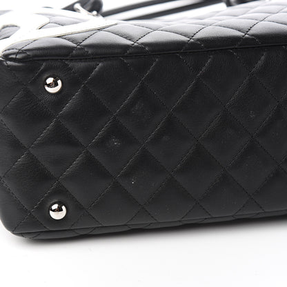 Chanel Calfskin Quilted Large Cambon Bowler Black White 8 of 10