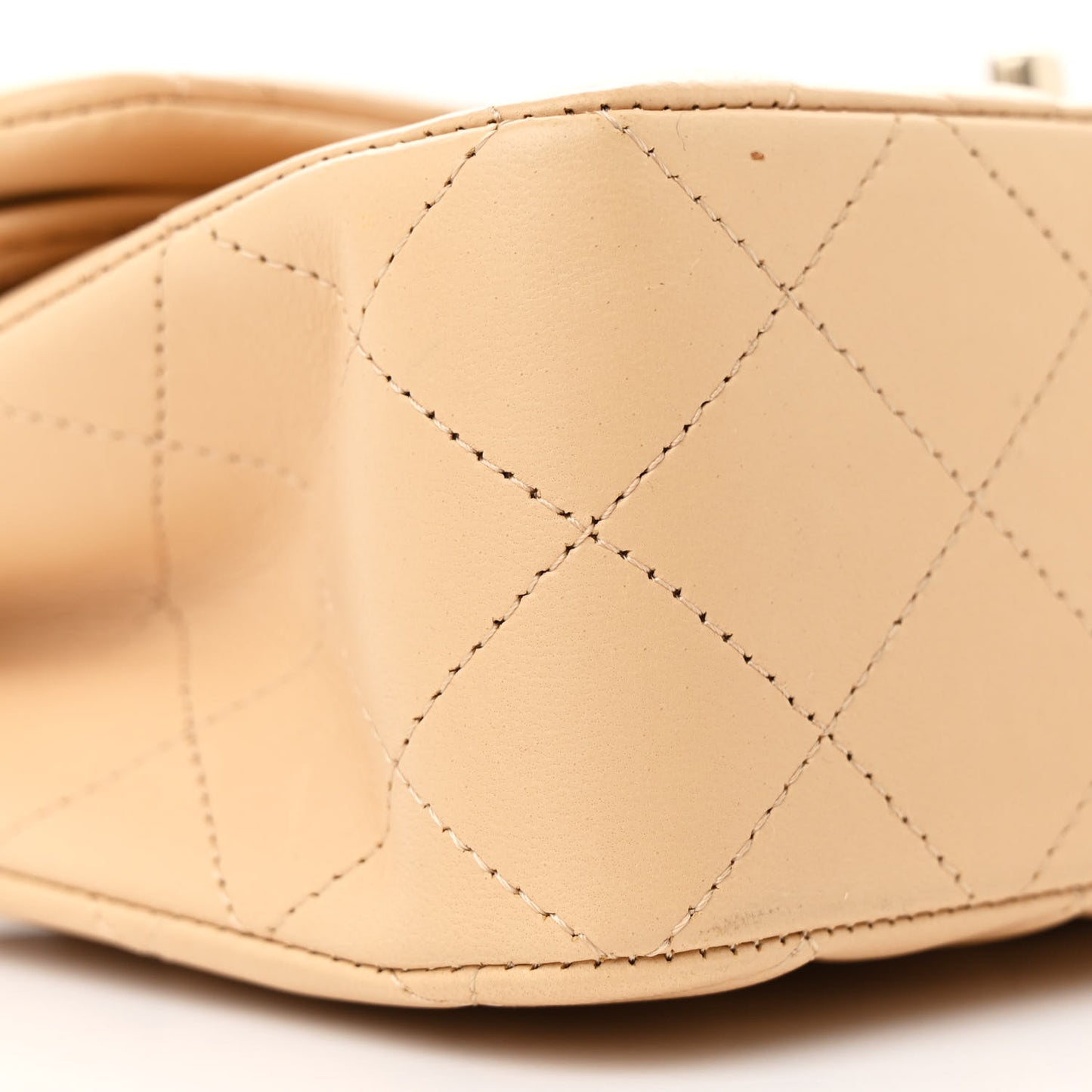 Lambskin Quilted Small Double Flap Beige