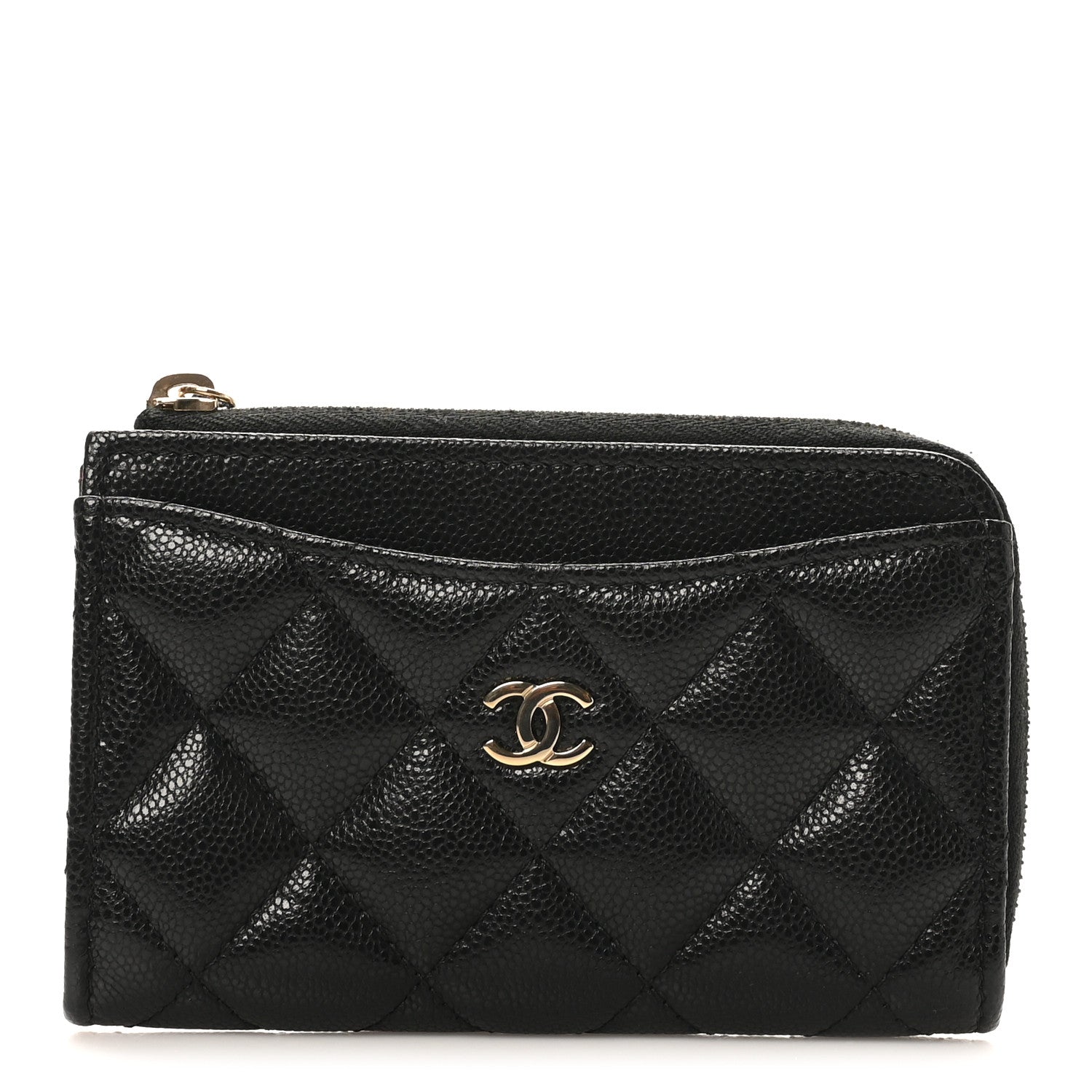 Chanel Caviar Quilted CC Zip Around Card Holder Black 1 of 9