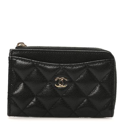 Chanel Caviar Quilted CC Zip Around Card Holder Black 1 of 9