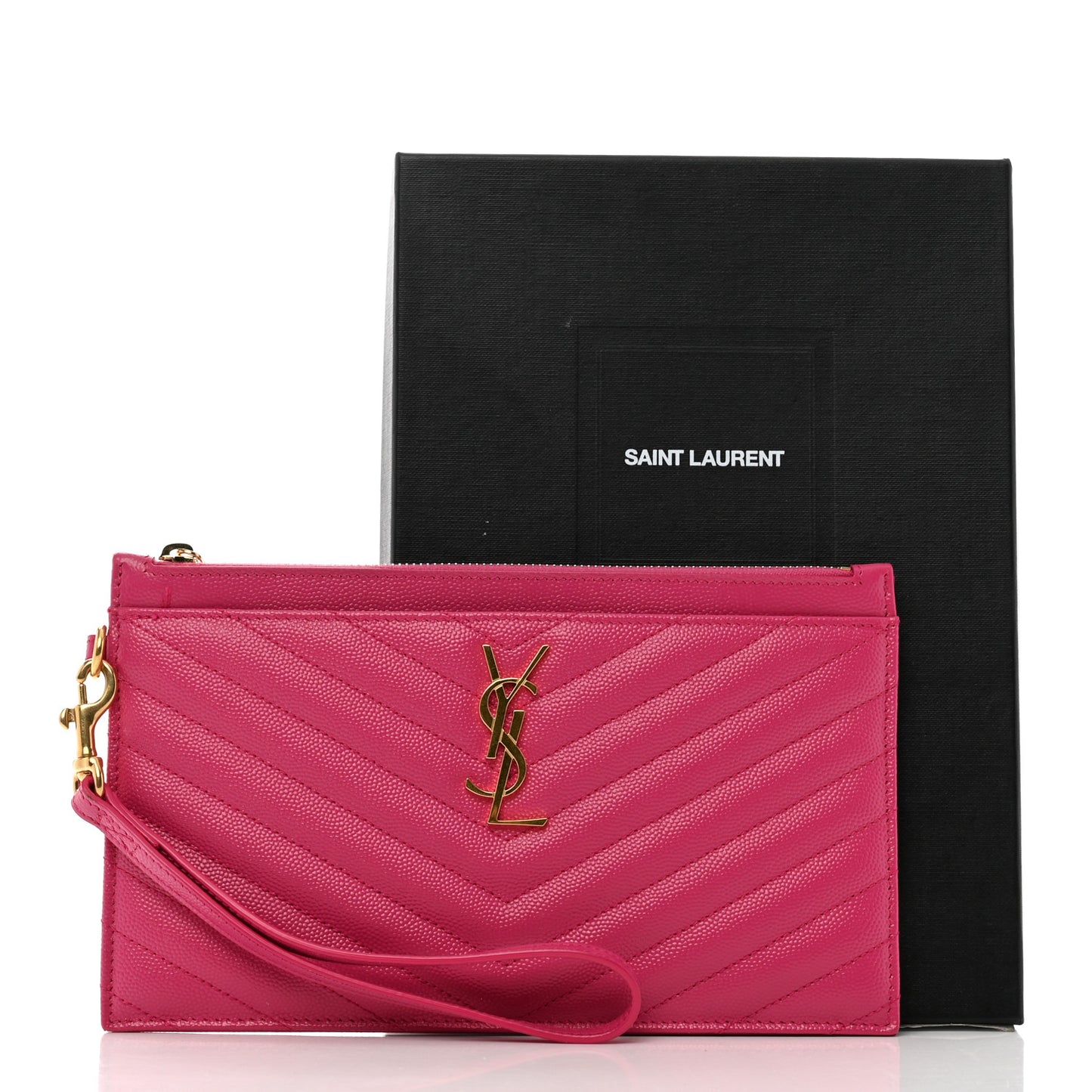 Grain De Poudre Chevron Monogram Large Bill Pouch Fuxia