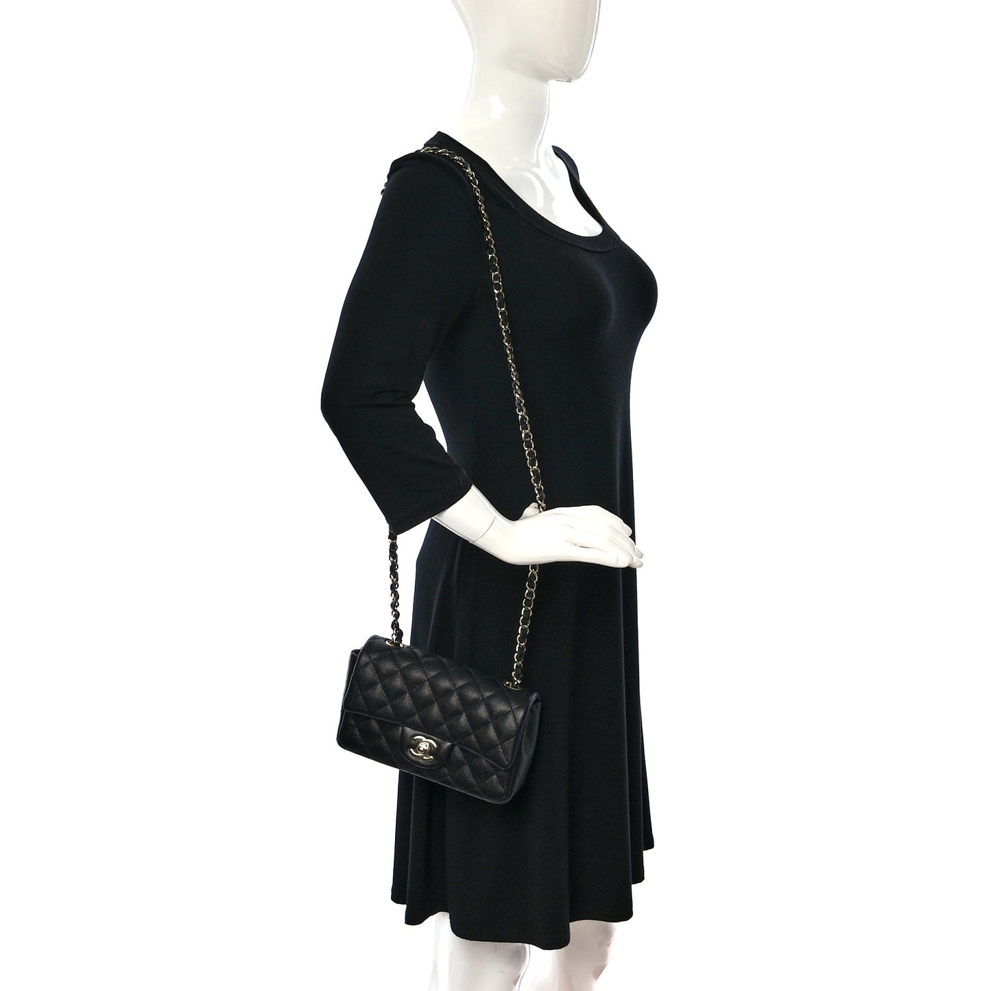 Caviar Quilted Mini Rectangular Flap Black