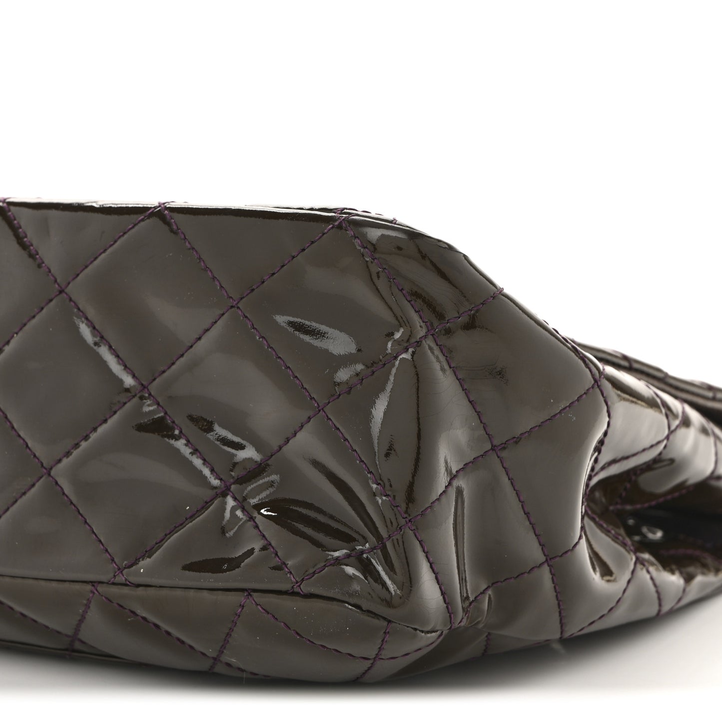 Patent Quilted Jumbo Single Flap Dark Purple