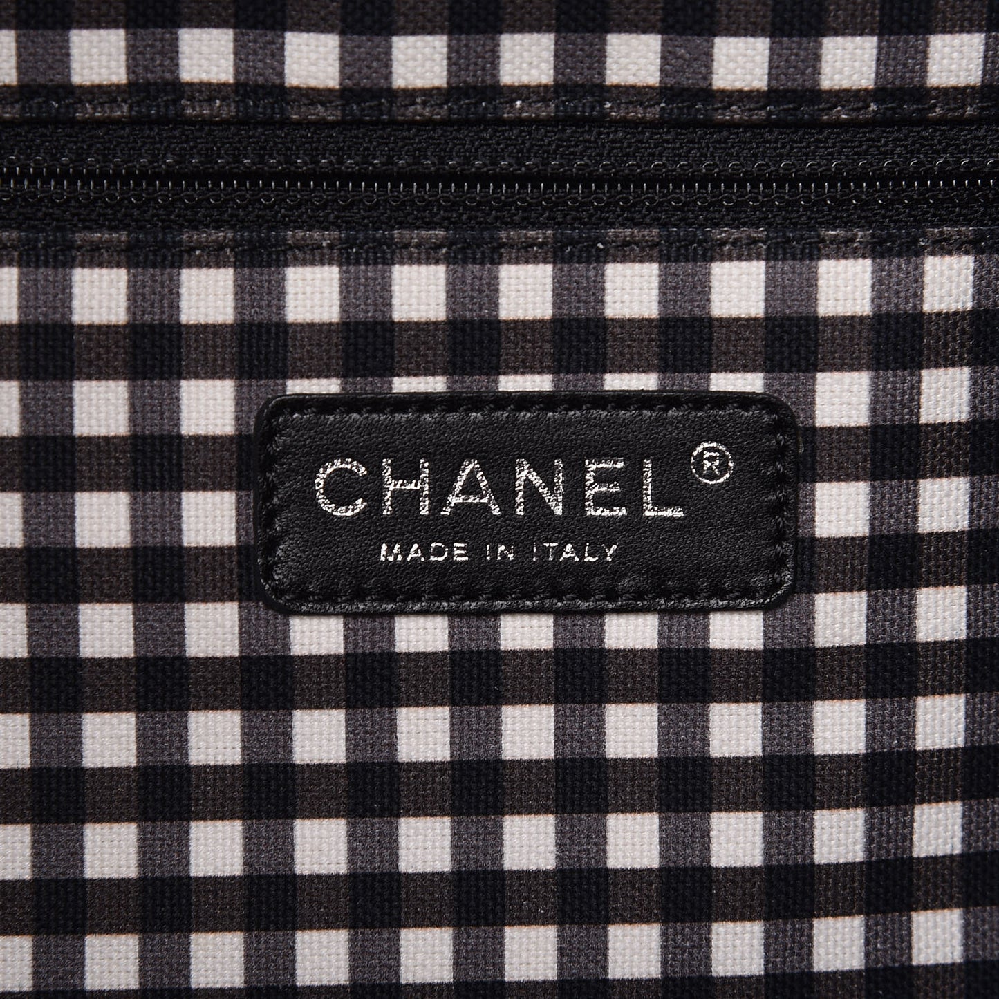 Canvas Gingham Printed CC Tote Black White