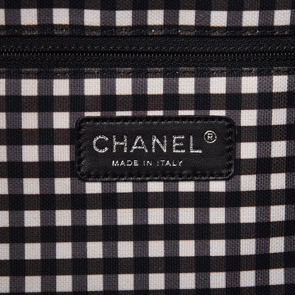 Chanel Canvas Gingham Printed CC Tote Black White 6 of 9
