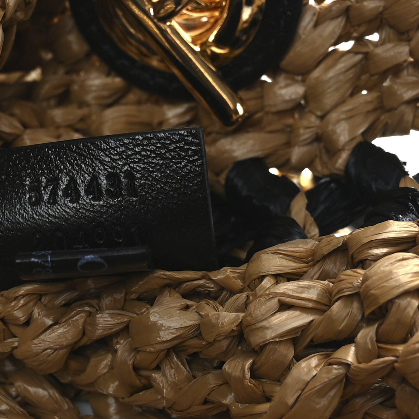 Raffia Effect Large GG Marmont Shoulder Tote Bag Natural Black