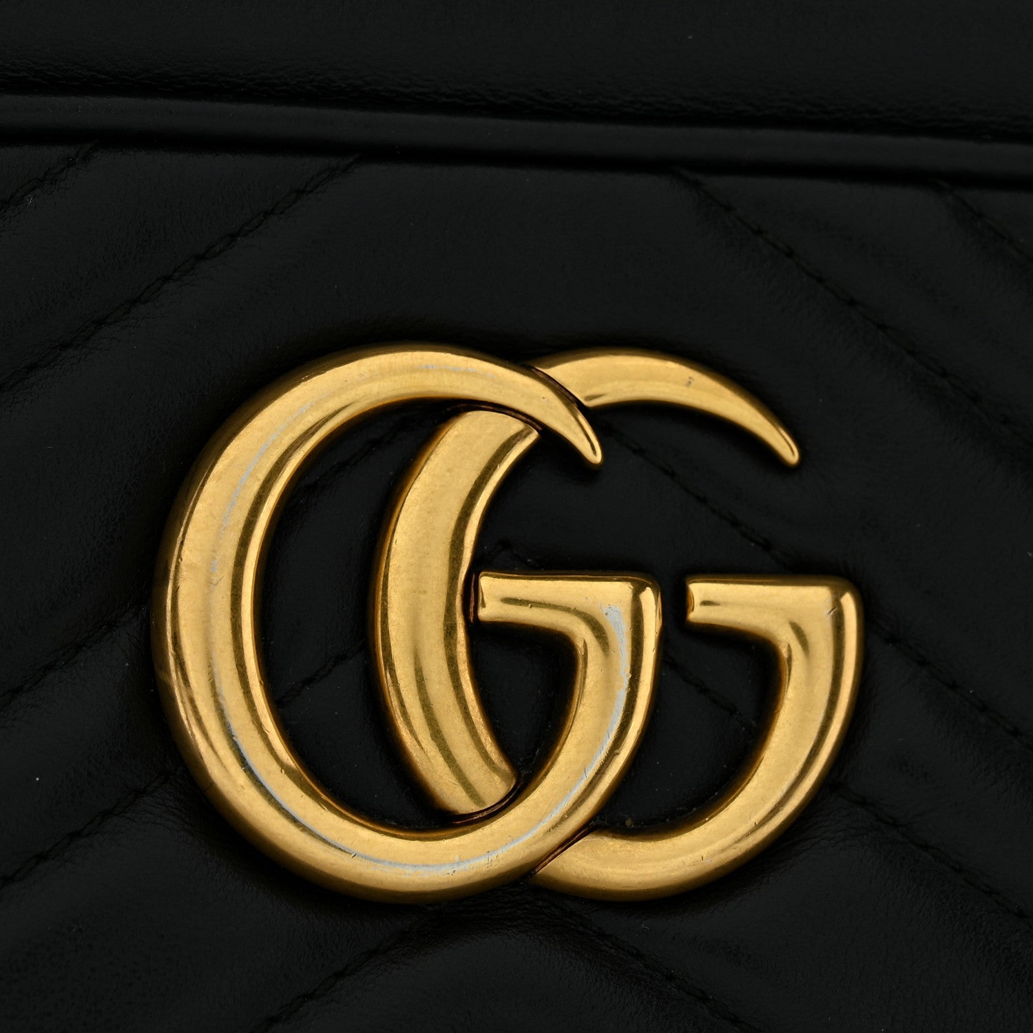 Gucci Calfskin Matelasse Small GG Marmont Chain Shoulder Bag Black 11 of 13