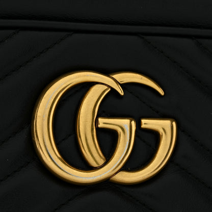 Gucci Calfskin Matelasse Small GG Marmont Chain Shoulder Bag Black 11 of 13