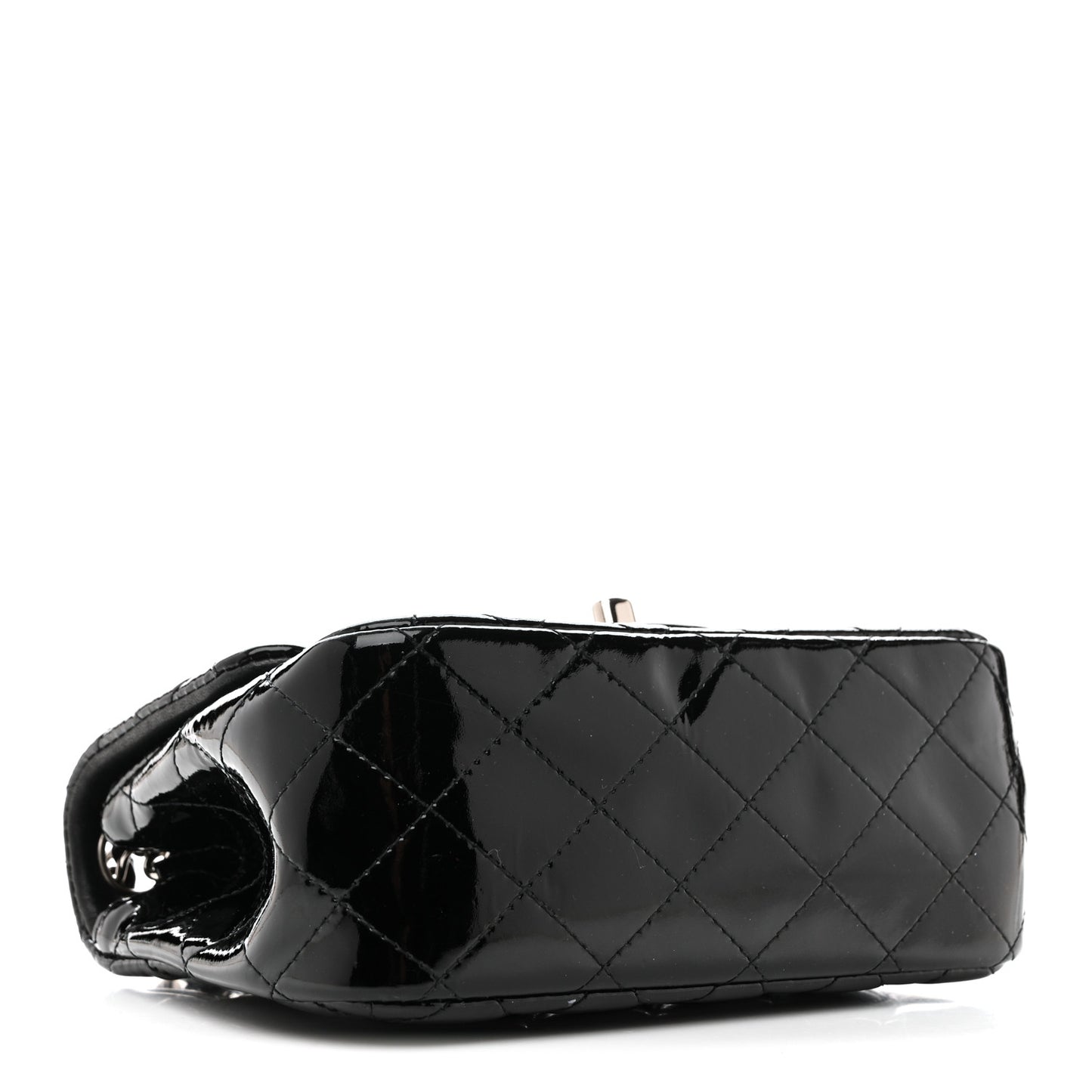 Patent Calfskin Quilted Mini Square Flap Black