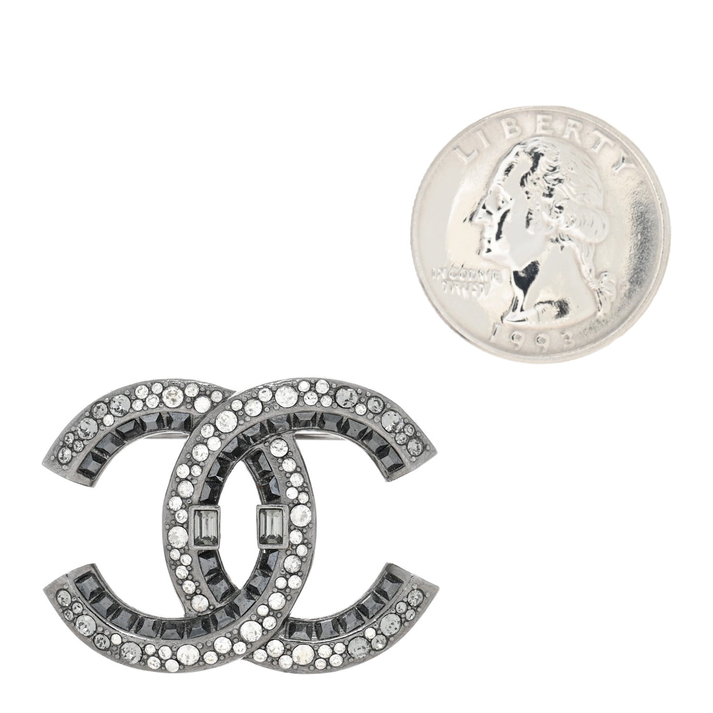 Ruthenium Crystal CC Brooch Dark Grey