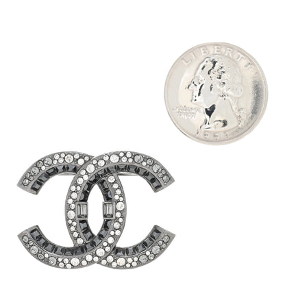 Chanel Ruthenium Crystal CC Brooch Dark Grey 2 of 4