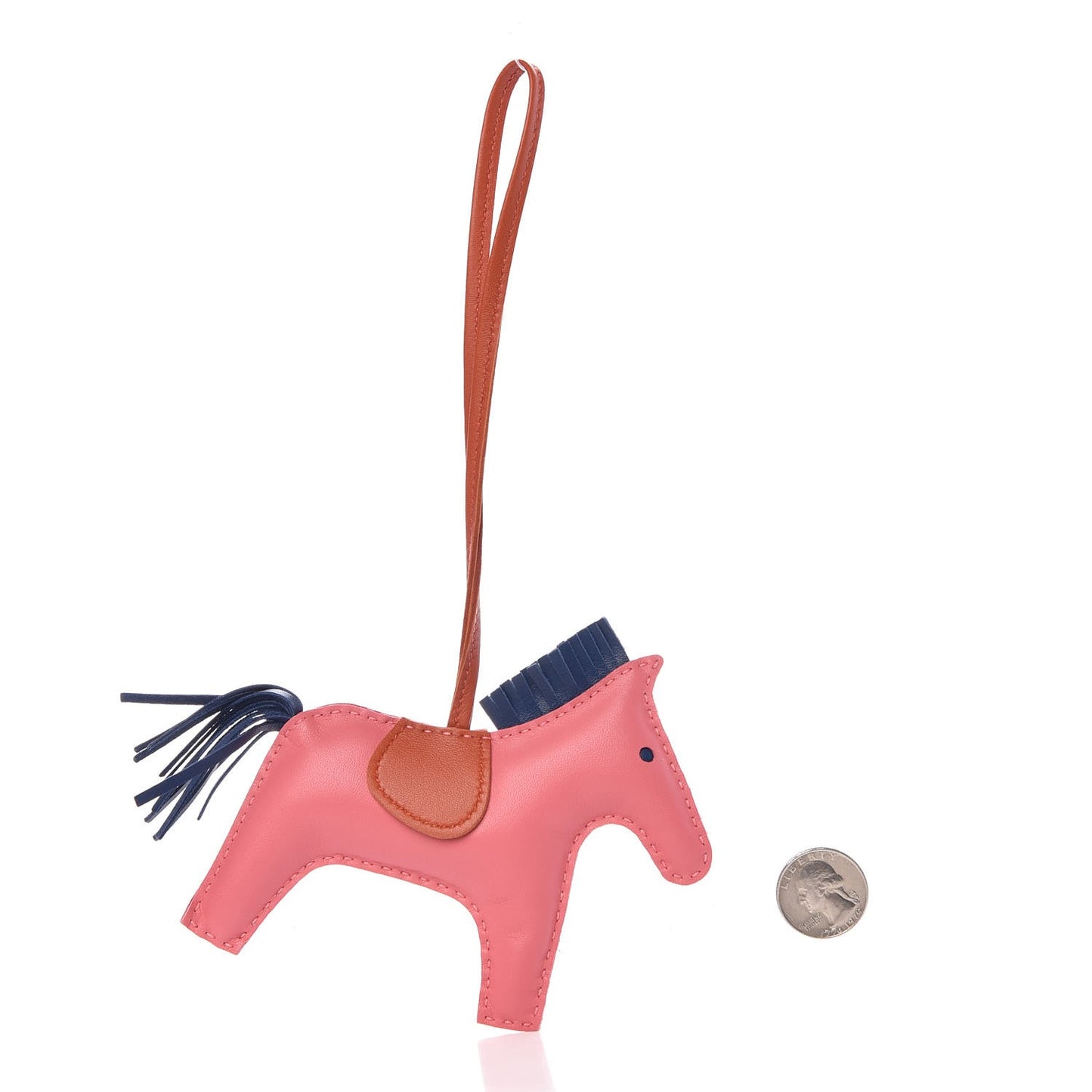 Milo Lambskin Grigri Rodeo Bag Charm MM Rose Azalee Cornaline Bleu De Malte