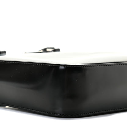 Prada Spazzolato Metal Triangle Logo Double Handle Crossbody Tote Black 8 of 10