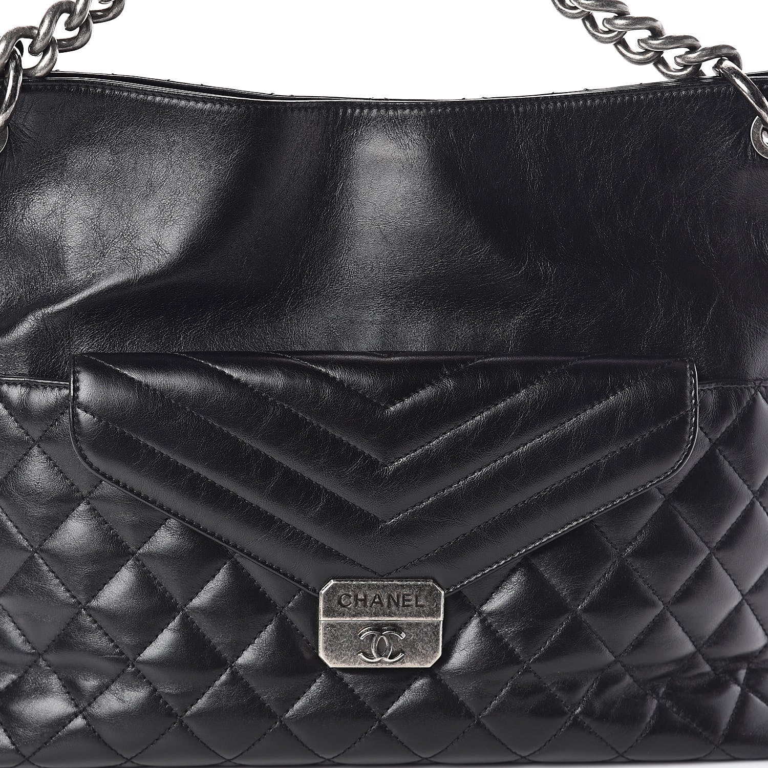 Chanel Aged Calfskin Quilted Mad About Quilting Hobo Black 8 of 10