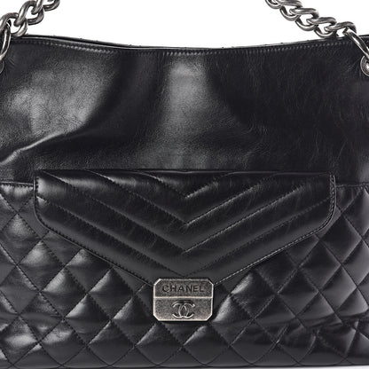 Chanel Aged Calfskin Quilted Mad About Quilting Hobo Black 8 of 10