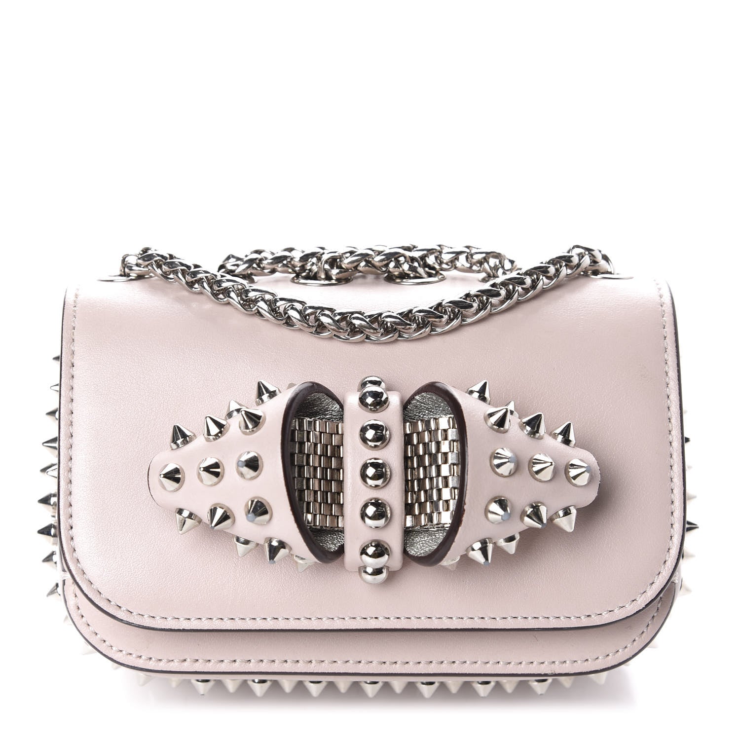 Christian Louboutin Calfskin Spikes Mini Sweety Charity NV Crossbody Bag Ballerina 1 of 9
