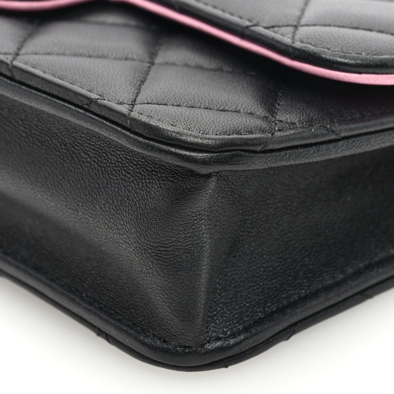 Chanel Lambskin Quilted Flap Phone Holder With Chain Black Lilac 10 of 10
