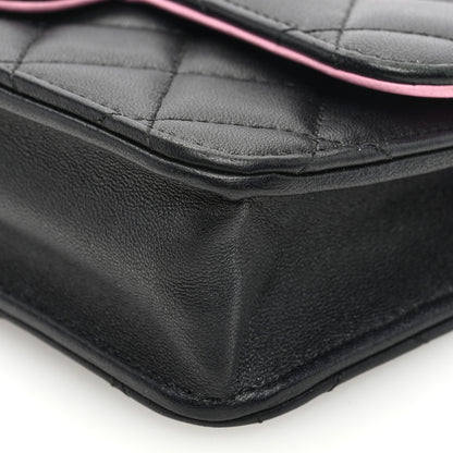 Chanel Lambskin Quilted Flap Phone Holder With Chain Black Lilac 10 of 10